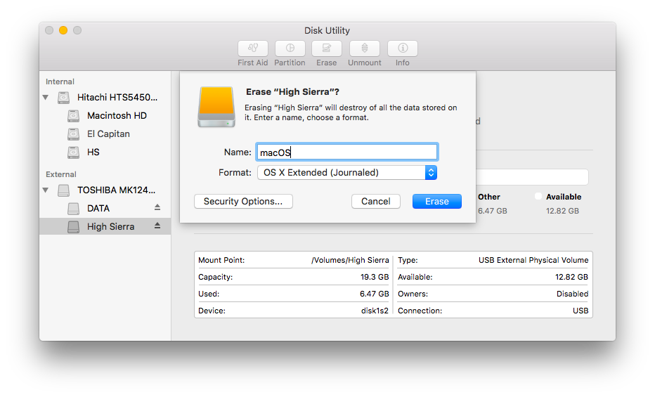 what disk format for mac sierra
